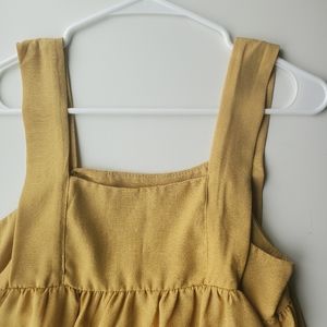 Gold Yellow Square Neck Tank Top Blouse